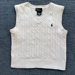 Polo by Ralph Lauren White Cable-Knit V-Neck Sweater Vest